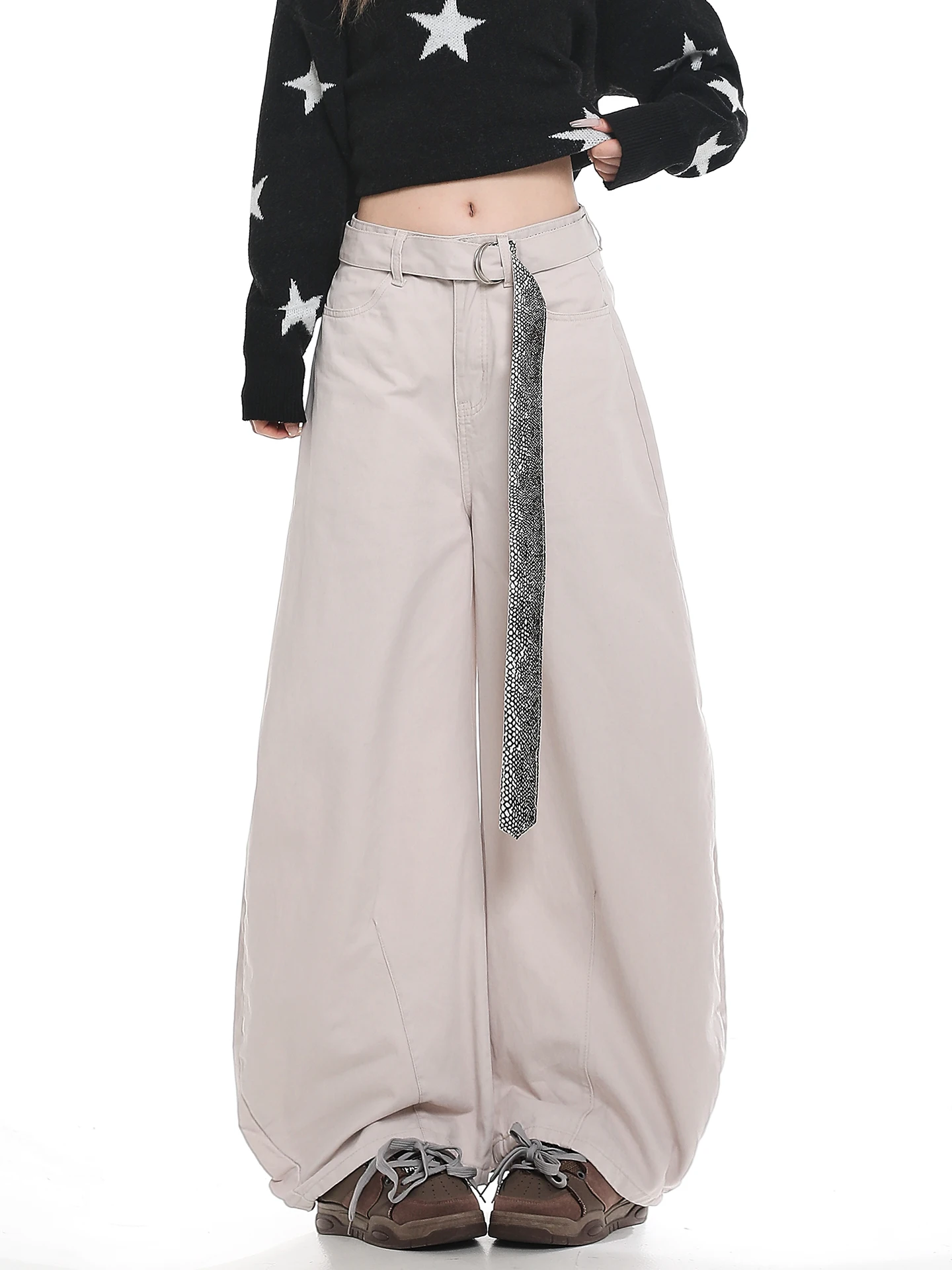American Design Sense Deconstructed Knife Jeans Women's Casual Autumn New Style Workwear Slim Wide Leg Floor-Length Pants