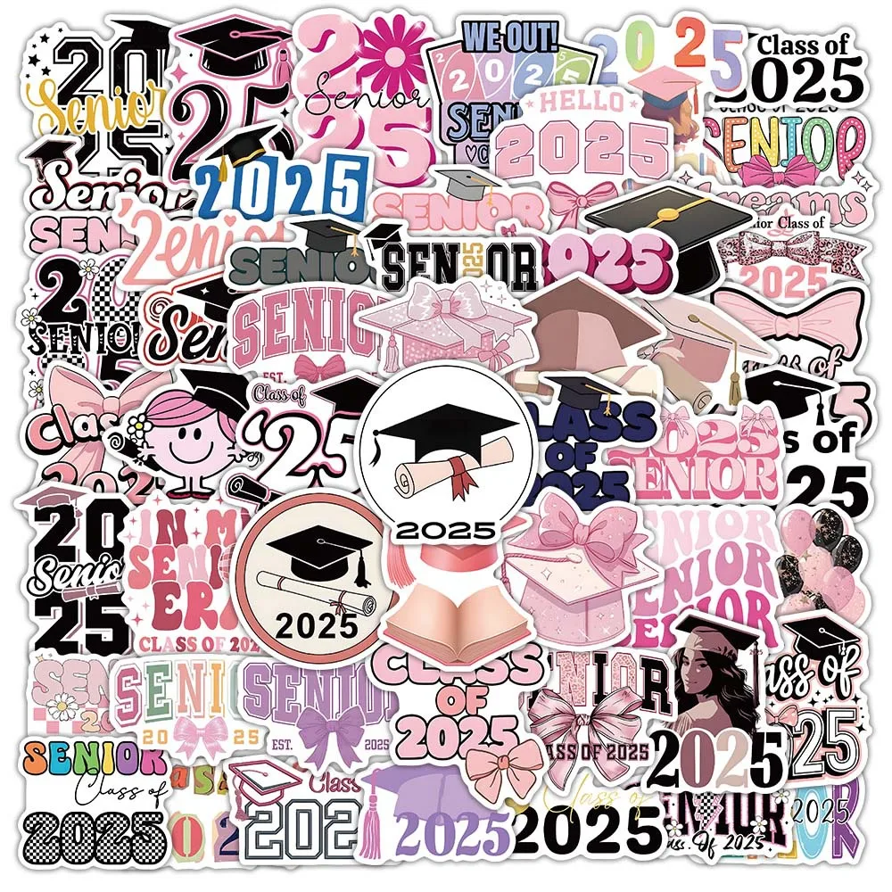 

10/54PCS 2025 Graduation Season Personality Graffiti Sticker Celebrate Graduation Cartoon Decal Notebook Phone Guitar Kid Toys