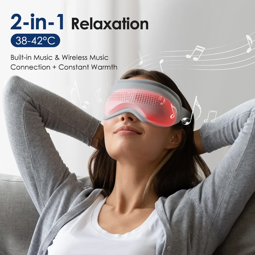 Smart Library NEW Visual Design Silicone Eye Massager With Heating & Vibration & Music Electric Massage Eye Mask For Eye Relief