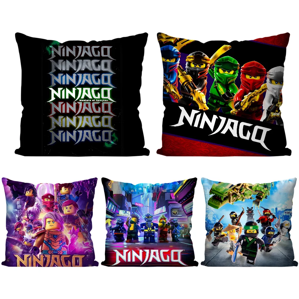 N-N-NINJAGOS Pillow Case Cartoon Sofa Decorative Home Double-sided Printing Short Plush Cute Cushion Cover