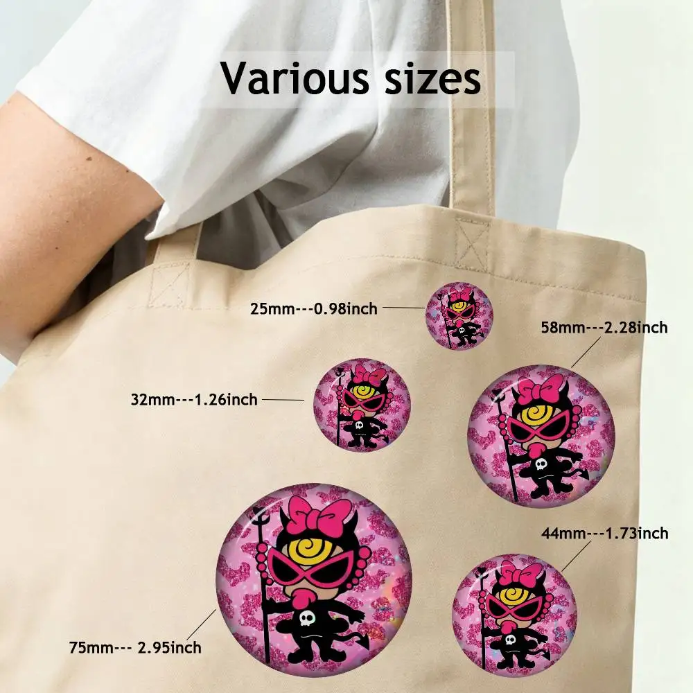 Japan H-Hysteric M-Mini Pins Y2K Funny Cartoon Characters Badge Fashion Jewelry Accessories Round Snap-in Brooch on Backpack