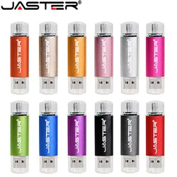 JASTER 투인원 안드로이드 펜 드라이브, USB 플래시 드라이브, 32GB, 블랙, 16GB, 무료 사용자 정의 로고 U 디스크, 사진 선물 자동차 및 TV용, 64GB