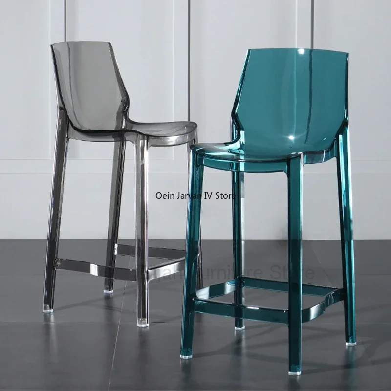 

Nordic Transparent Acrylic Bar Chairs Simple High Stool Modern Luxury Bar Chairs Backrest Taburetes Cocinas Kitchen Furniture