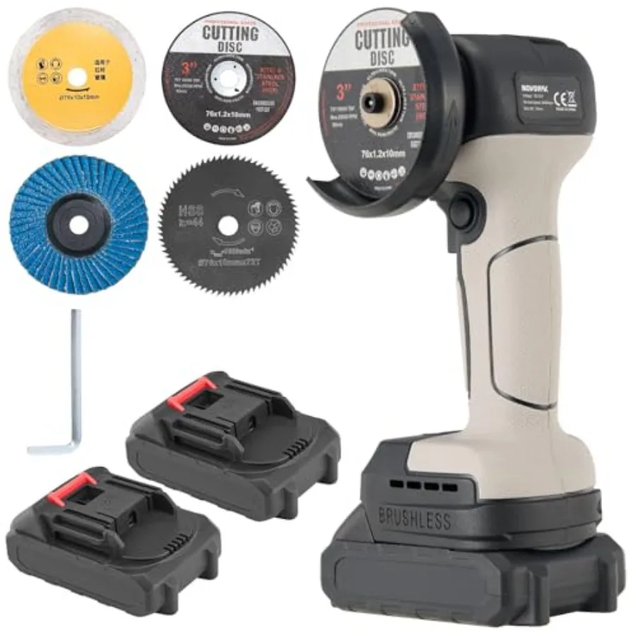 

Бесщеточная аккумуляторная мини-угловая шлифмашина с 2 аккумуляторами 16.8В 2000мАч и 5 отрезными дисками, мощная угловая шлифмашина