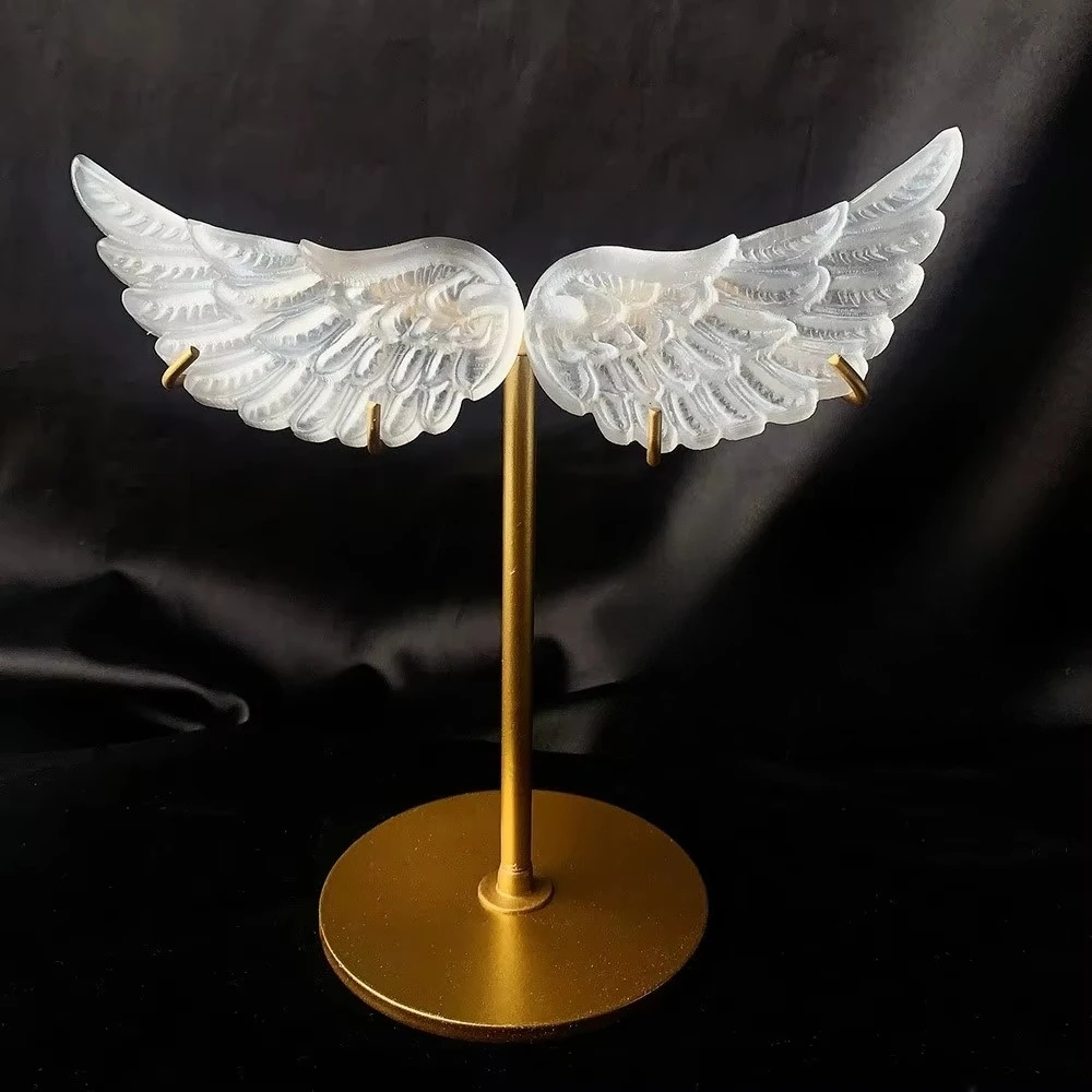 1 Pair White Selenite Crystal Crafts Wings Sculpture Healing Gemstone Stone Gifts Home Ornament Decoration