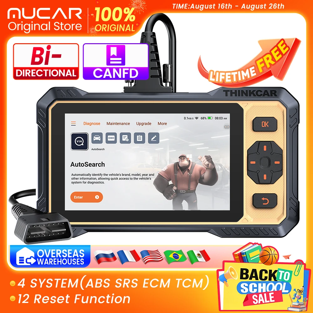 THINKSCAN 662 Auto Car Diagnostic Scanner Tools OBD2 4 System Engine ABS SRS TCM 12 Reset Bi-Directional Lifetime Free Update
