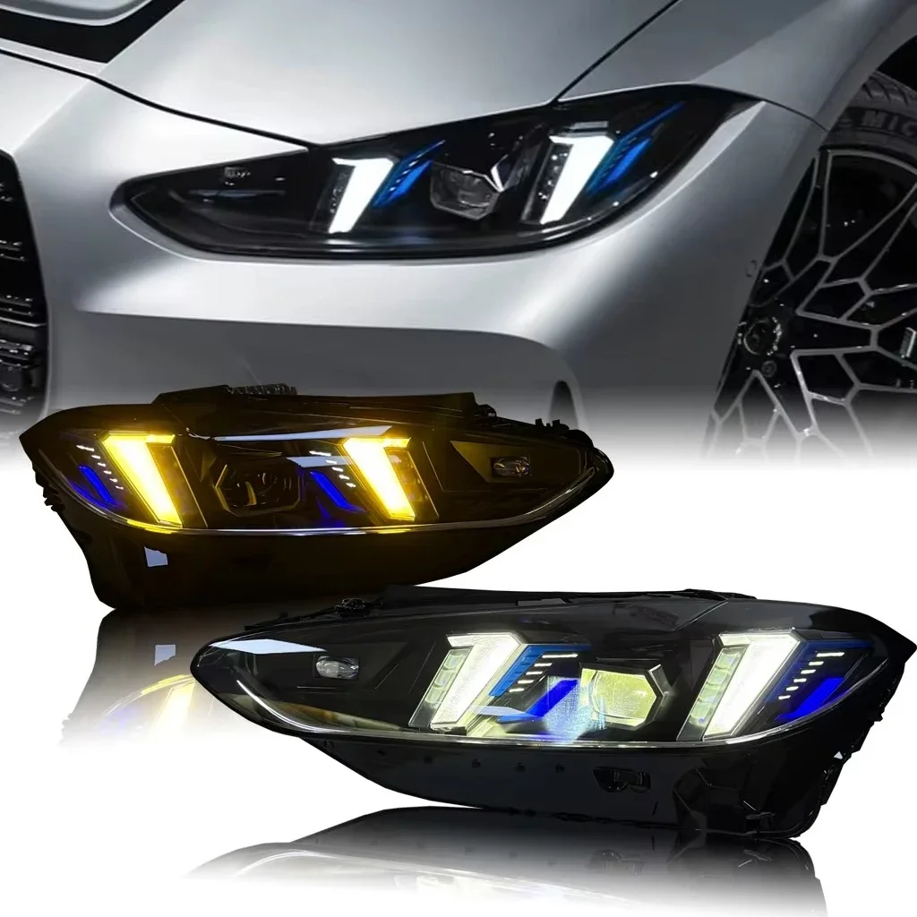 

White-Yellow Cobra Snake Eyes Style LED Headlights for G8X G80 M3 G81 G82 M4 G22 G23 G26 4 Series I4 Headlights 2019-2025