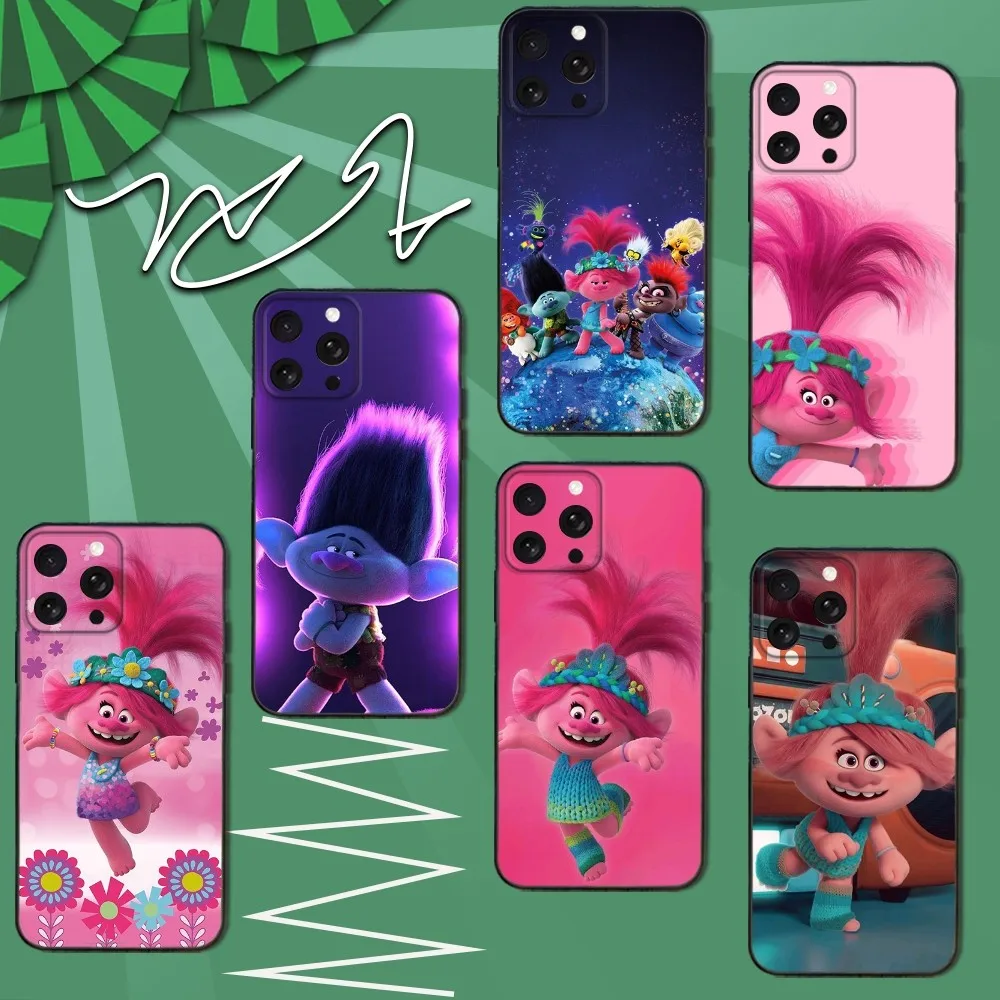 

Cartoon T-Trolls Phone Case For iPhone 16e,16,15,14,13,12,11,Pro,X,XS,Max,XR,Plus,Mini Soft Black Cover