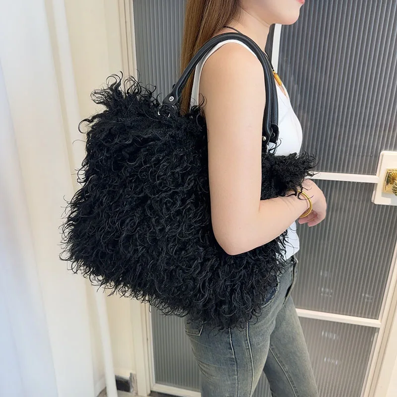 

Новая дизайнерская сумка-тоут из искусственного меха для женщин, брендовые сумки-шопперы, новые роскошные сумки, осенне-зимние плюшевые сумки через плечо