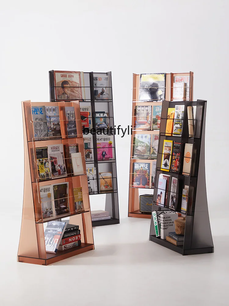 Acrylic Magazine Rack the Newspaper Stand Data Display Stand Book Shelf Floor Bookshelf Storage Rack