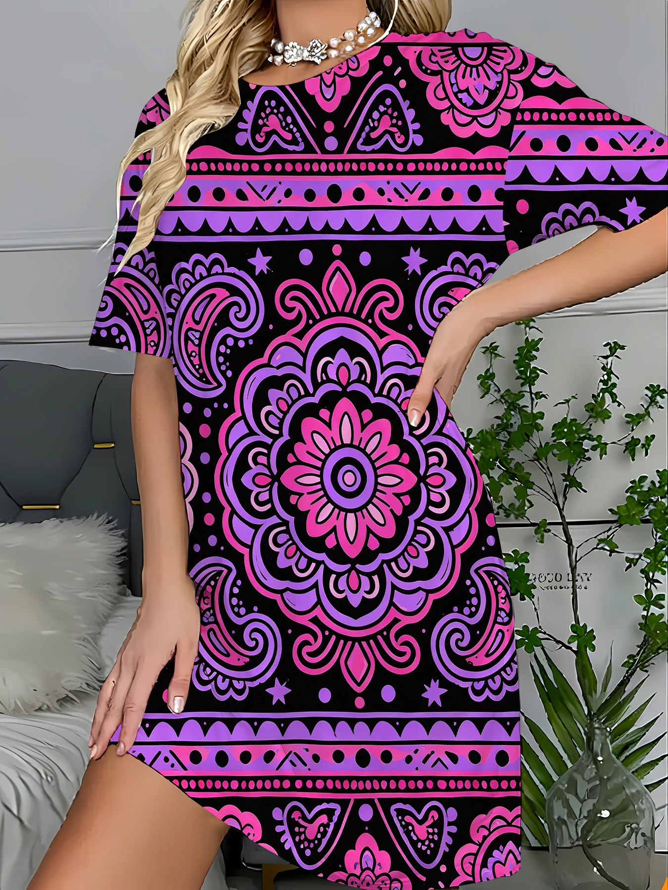 Y2K Graphic Print Sleep T-Shirt Dress Women Loose Loungewear Nightgown