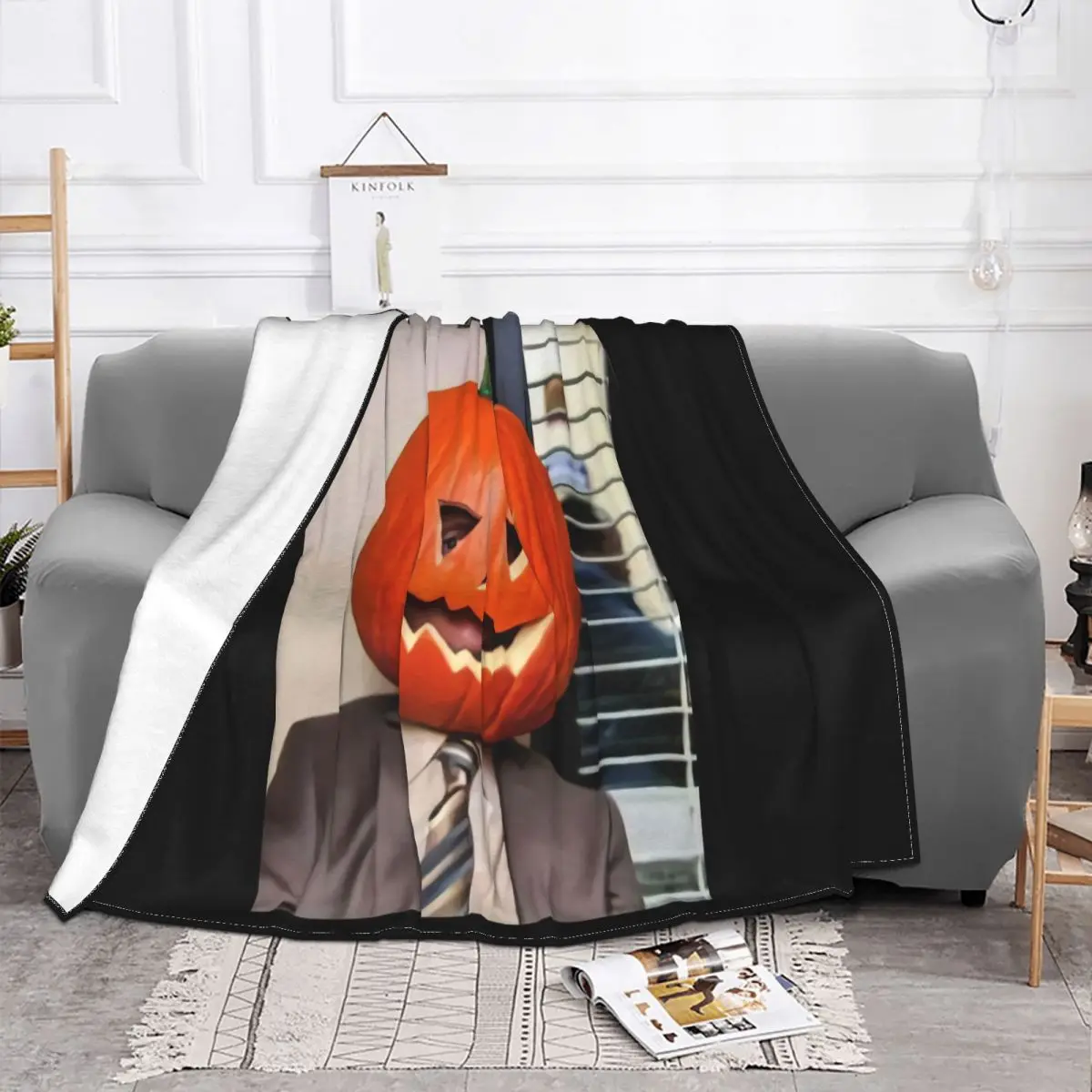 The Office Halloween Dwight Schrute Dwight Pumpkin Family Popular Style Casual Fitness Pop Splicing Vintage Throw Blanket