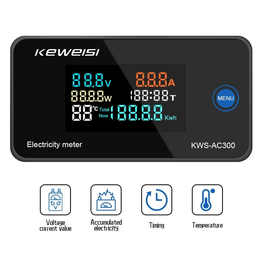 KWS-AC301 Voltmeter Ammeter AC 50-300V Power Energy Meter Digital AC Wattmeter Electricity Meter dedicated chip Power Detecor