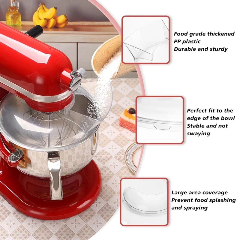 Pouring Shield For Kitchenaid 5.5 Quart, 6, 7, 8 Qt Stainless Steel Bowl-Lift Stand Mixer Accessories Splash Guard