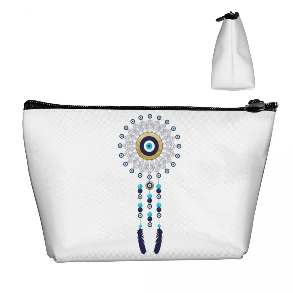 Boho Chic Evil Eye Mandala Dream Catcher Travel Toiletry Bag for Women Hamsa Nazar Bohemian Cosmetic Makeup Bag Storage Dopp Kit