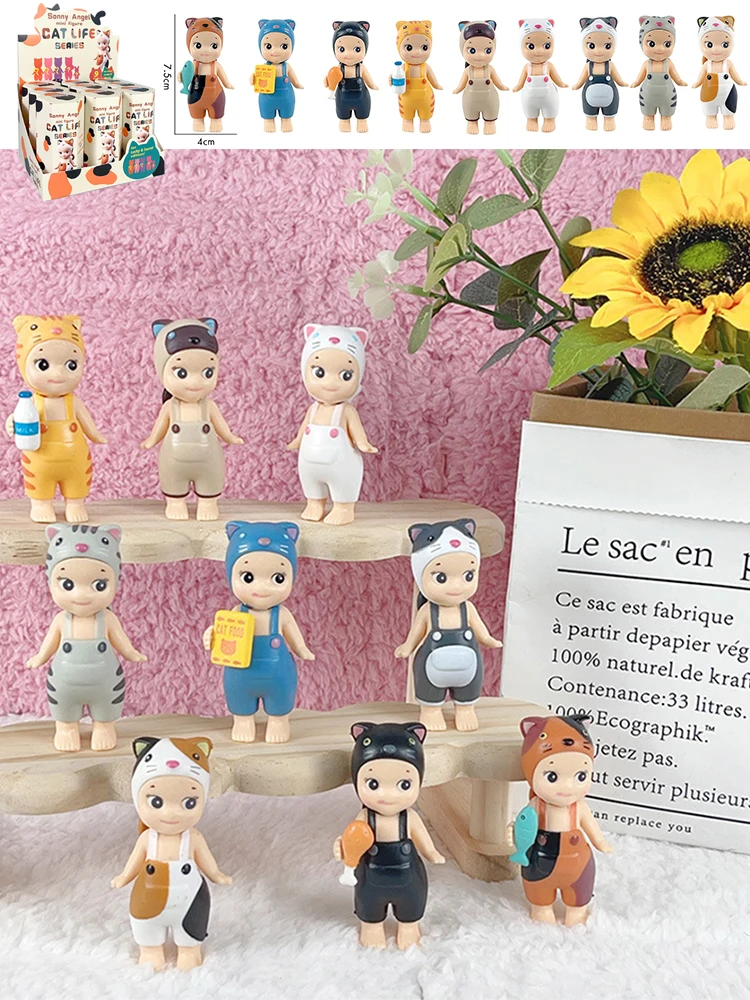 1/4/6/9 pçs aleatório enviar gato caixa cega sonny anjo gatos vida figuras de ação brinquedos