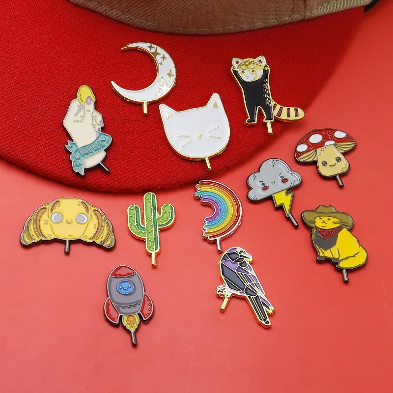 트렌디한 모자 핀 - 유광 에나멜 재미있는 캡 스프링 액세서리