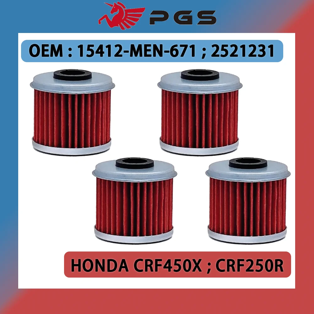 

Масляный фильтр PGS 4 шт. для Honda CRF150 CRF150R CRF150RB RF450X CRF250R TRX450 2521231 A7019 HF116 15412-MEB-671 15412-MEN-671