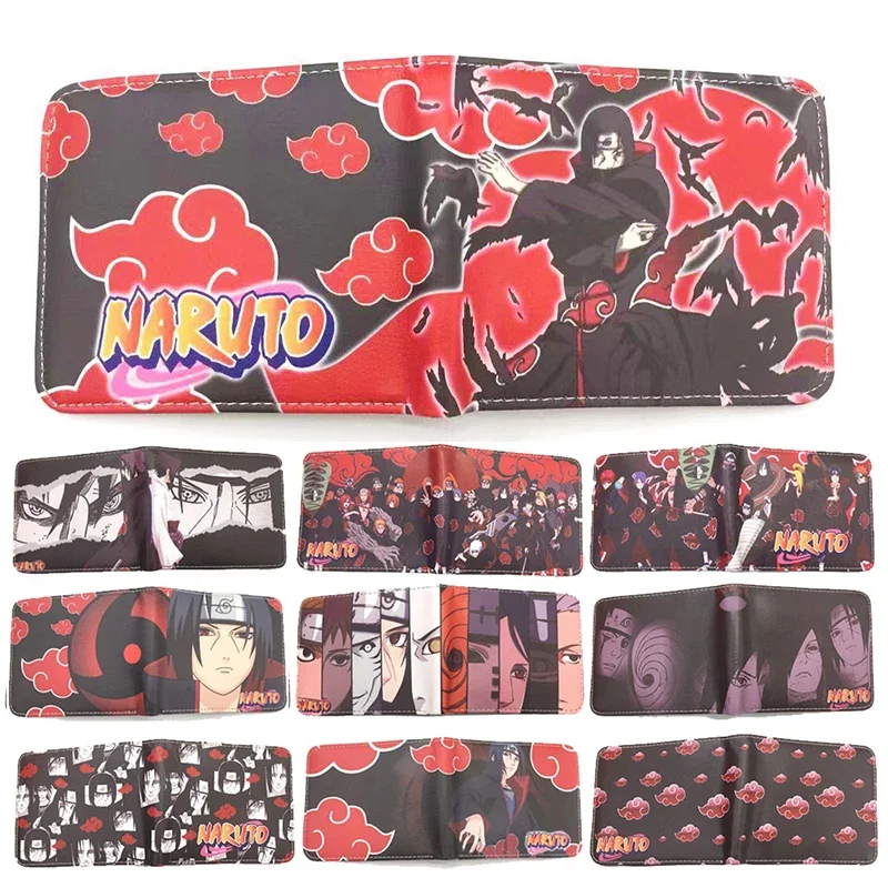 Anime Naruto Akatsuki portfel kreskówki Uchiha Itachi figurki Cosplay mężczyźni kobiety torebka z miejscem na karty portfel zabawki dla dzieci prezenty