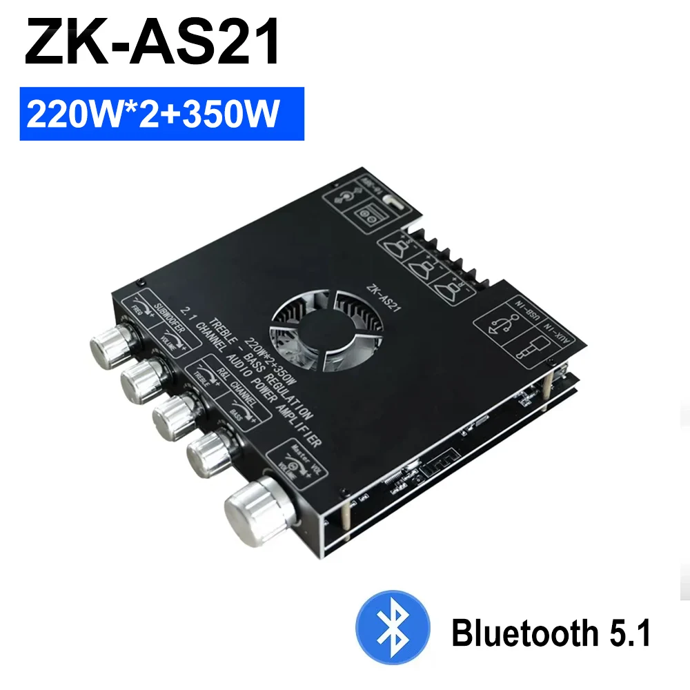 220WX2 + 350 واط 2.1 قناة TPA3255 بلوتوث 5.1 مضخم الطاقة الرقمي لوحة تركيبية مضخم الصوت مع AUX/بلوتوث/USB ZK-AS21