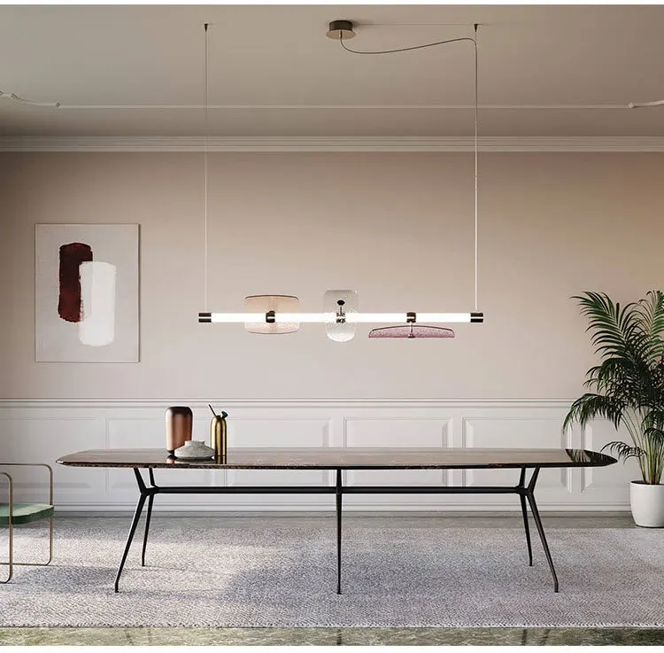Moderne farbige Glas Pendel leuchte italienische Designer lange Röhre Pendel leuchte für Wohnzimmer Schlafzimmer LED Esstisch Hängelampe – Detail 5