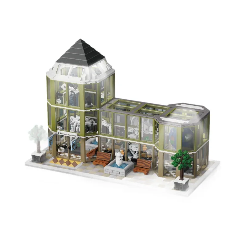 恐竜化石博物館モデルビルディングブロックキット自然史展示ストリートシーン組み立ておもちゃ装飾子供ギフト 1496 個