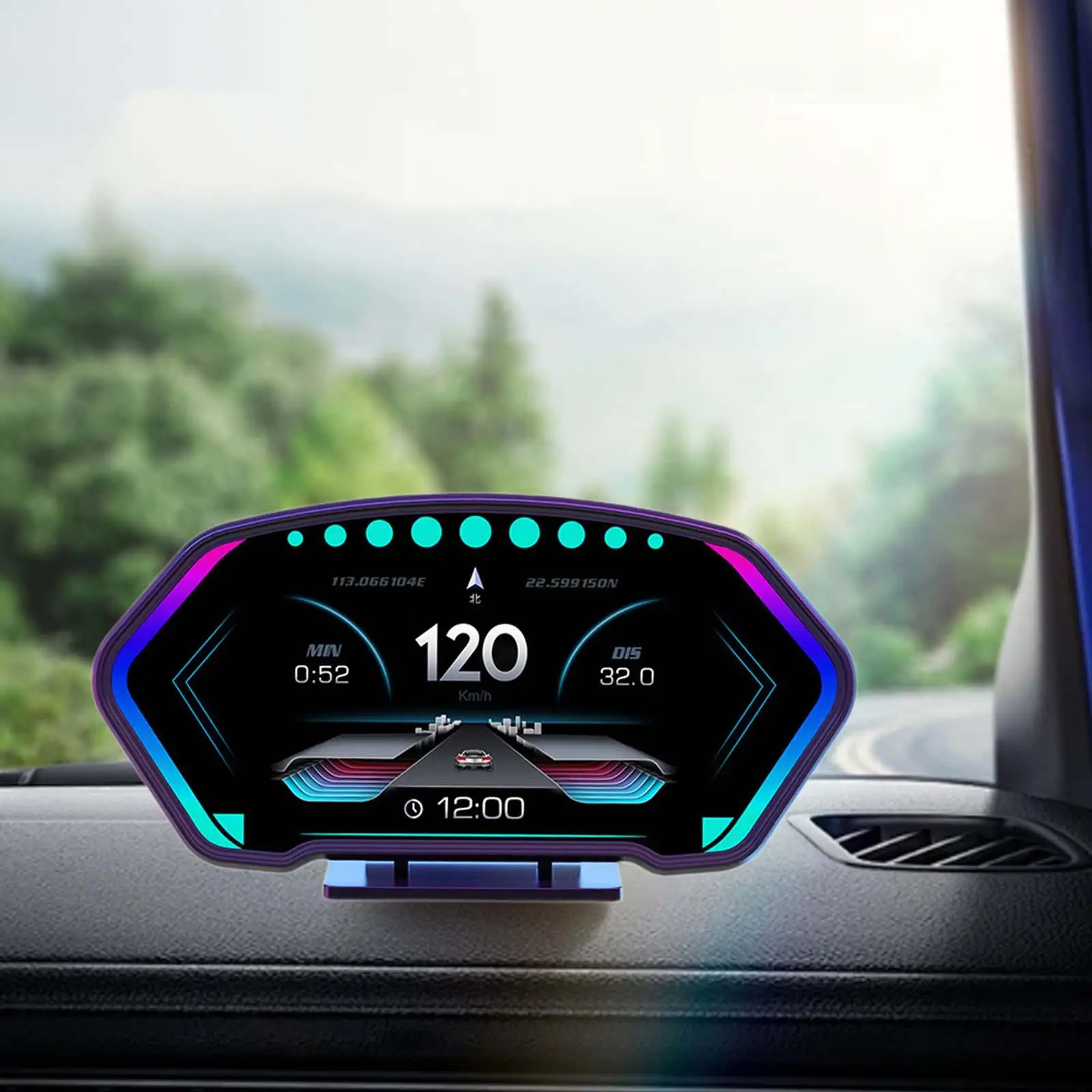 

34 Functions Automobile Overspeed Alarm Vehicles Tachometer Speed Display 6inch Screen Car Compass OBD Digital Speedometer HUD