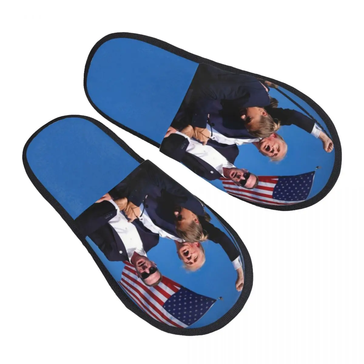 Custom Women Trump Covered In Blood As Gunshots Rock House Slippers Soft Warm Memory Foam Fluffy Slipper Indoor Outdoor Shoes