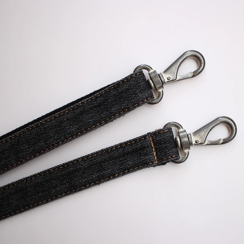 Long Black Denim Shoulder Strap Bag Accessory Single Strap Crossbody Double Shoulder Bag Replacement Strap Washed Craft