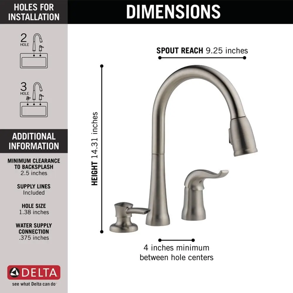 Pull Down Kitchen Faucet Brushed Nickel with Pull Down Sprayer, Kitchen Sink Faucet, Faucet for Kitchen Sink, Soap Dispenser