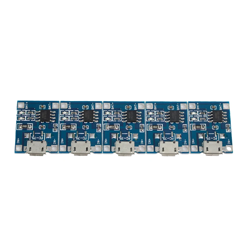 5PCS  Micro TP4056+ Protection Dual Function 5V 1A Micro USB 18650 Lithium Battery Charging Board Charger Module