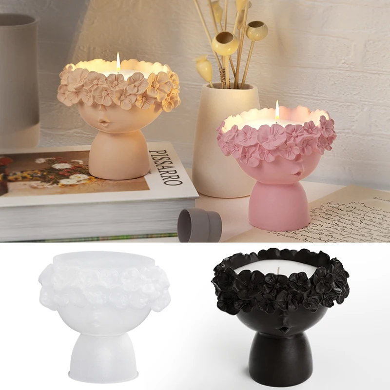 Girl Concrete Vase Silicone Mold Diy Candle Jar Mold Flower Pot Plaster Epoxy Resin Molds Home Decor