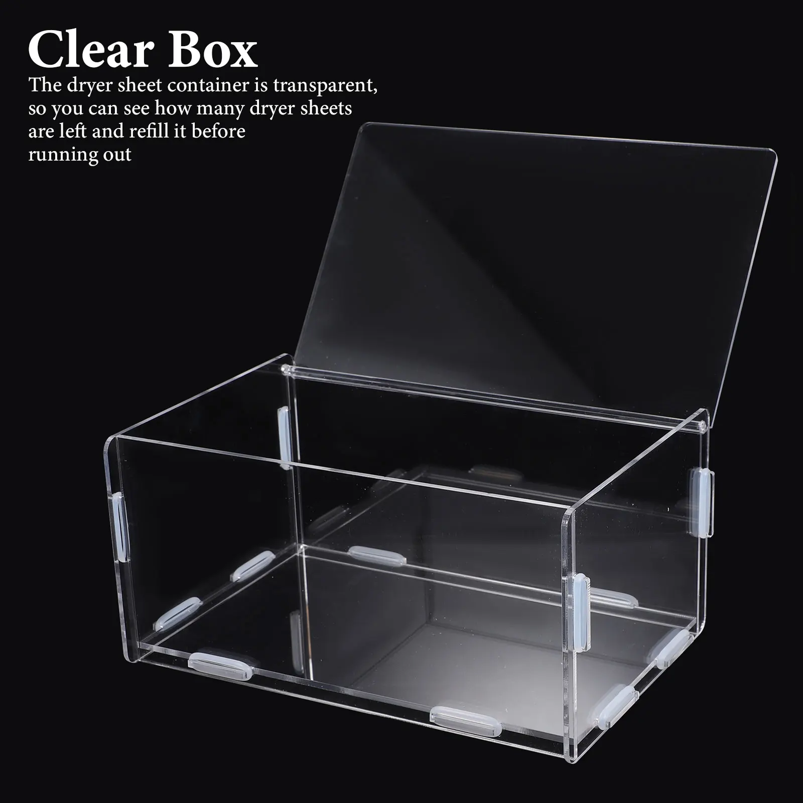 

Flip-Open Storage Box Transparent Acrylic Dryer Sheet Dispenser Laundry Room Organizer Sundries Storage Case