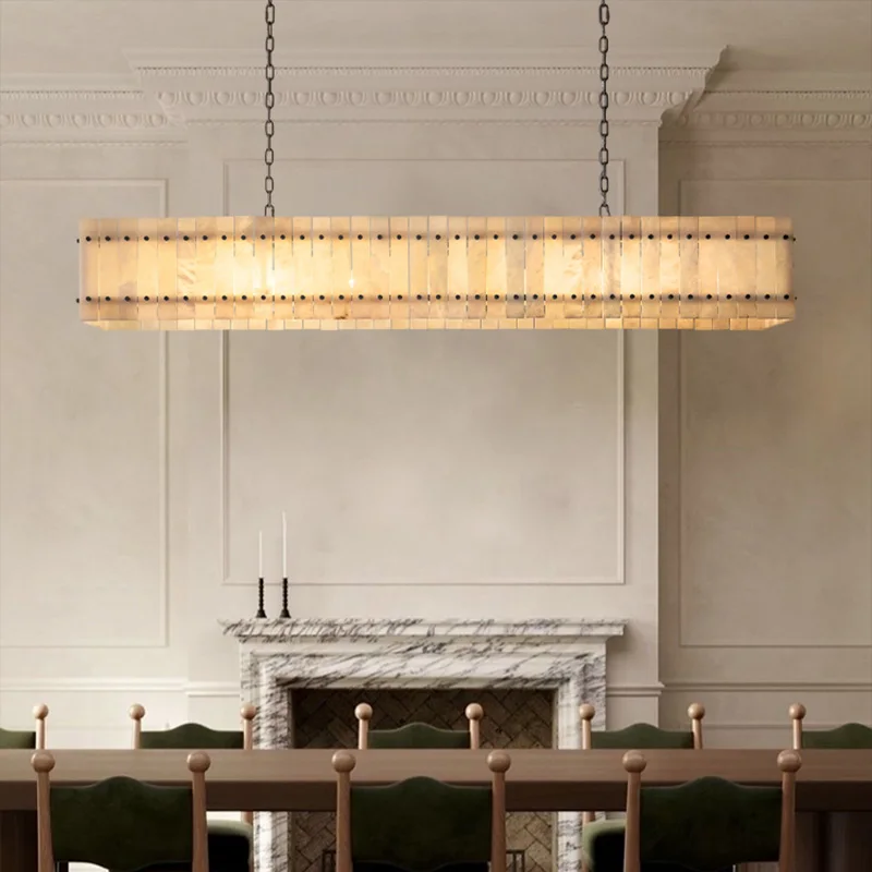 

American LED marble chandelier with spherical lampshade for living room, dining room Home interior lighting, dimmable