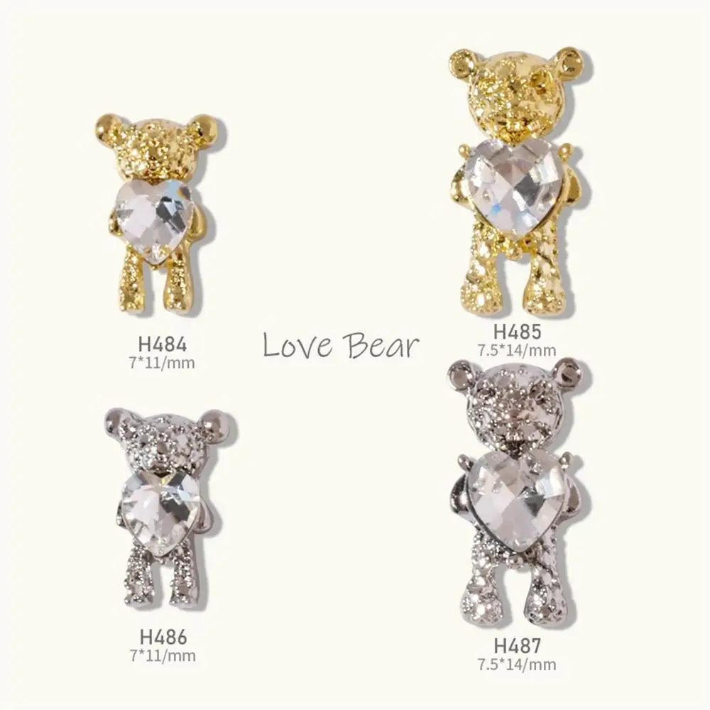 Multifunction High Quality Light Luxury Manicure Practical Lovely Cute Bear Shaped Nail Decoration Durable Gold Alloy