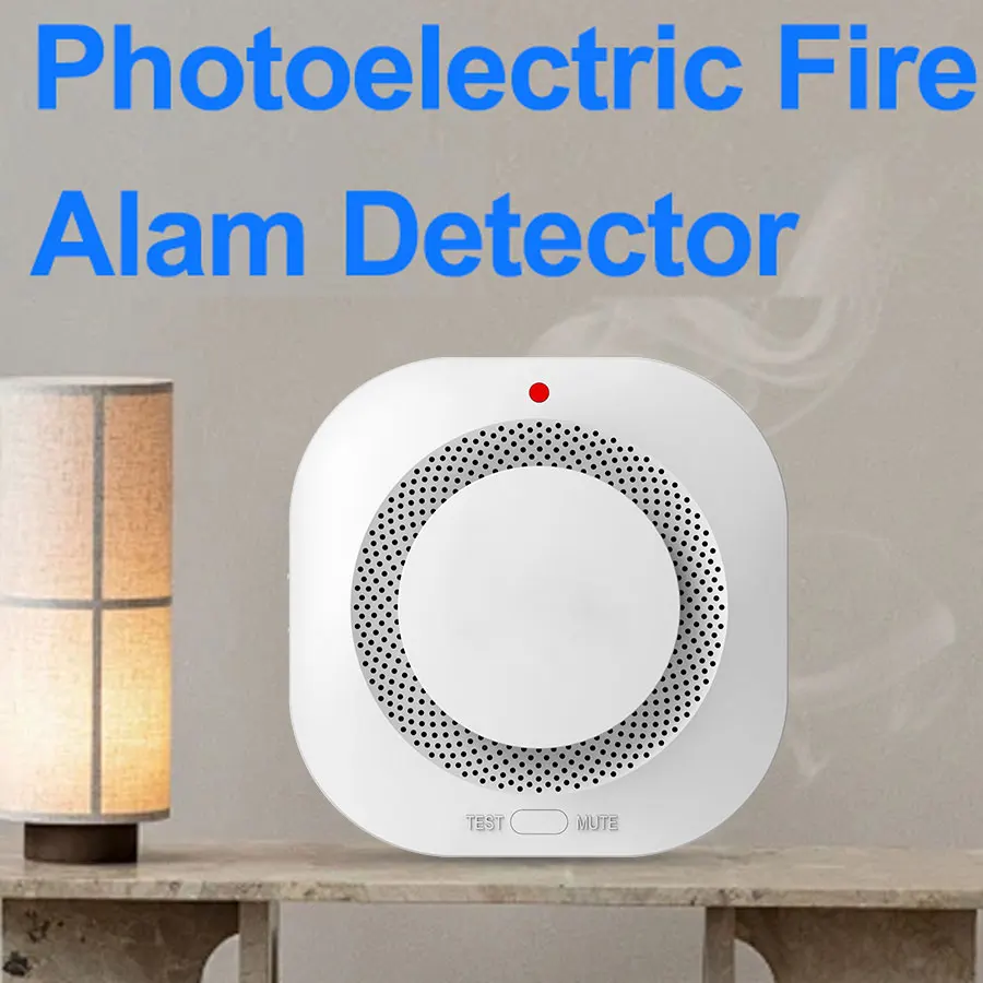 Smoke Alarm Battery Operated Photoelectric High Pitched 85dB Loud Sound Fast Response Red Indicator Home Safety Smoke Detector