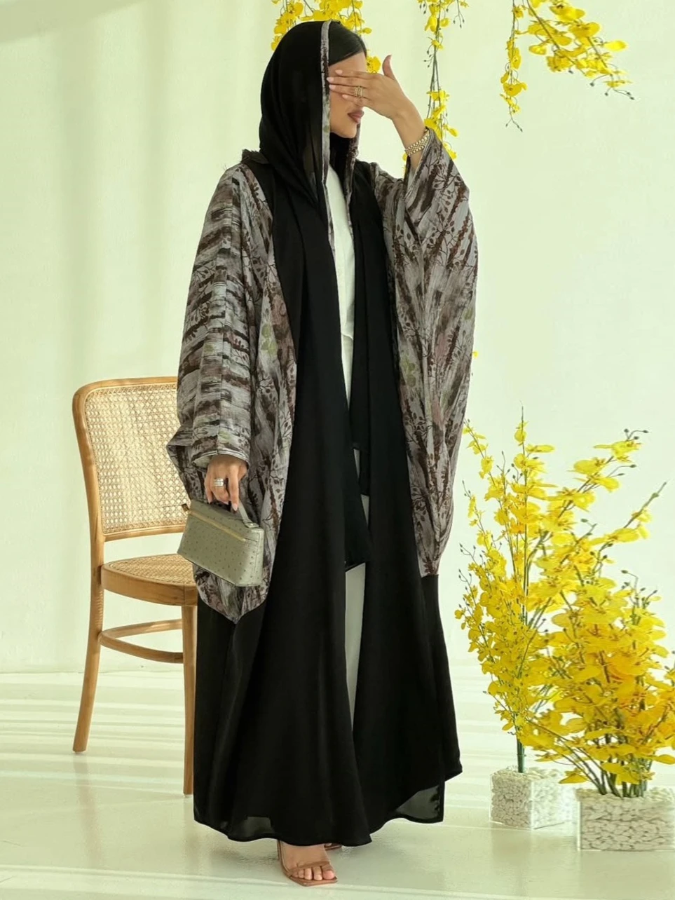 

Ид женский шарф Абая открытое платье мусульманский Дубай Vestidos Largos кардиган с принтом длинный халат кафтан вечерние кафтан Джалабия Рамадан 2025