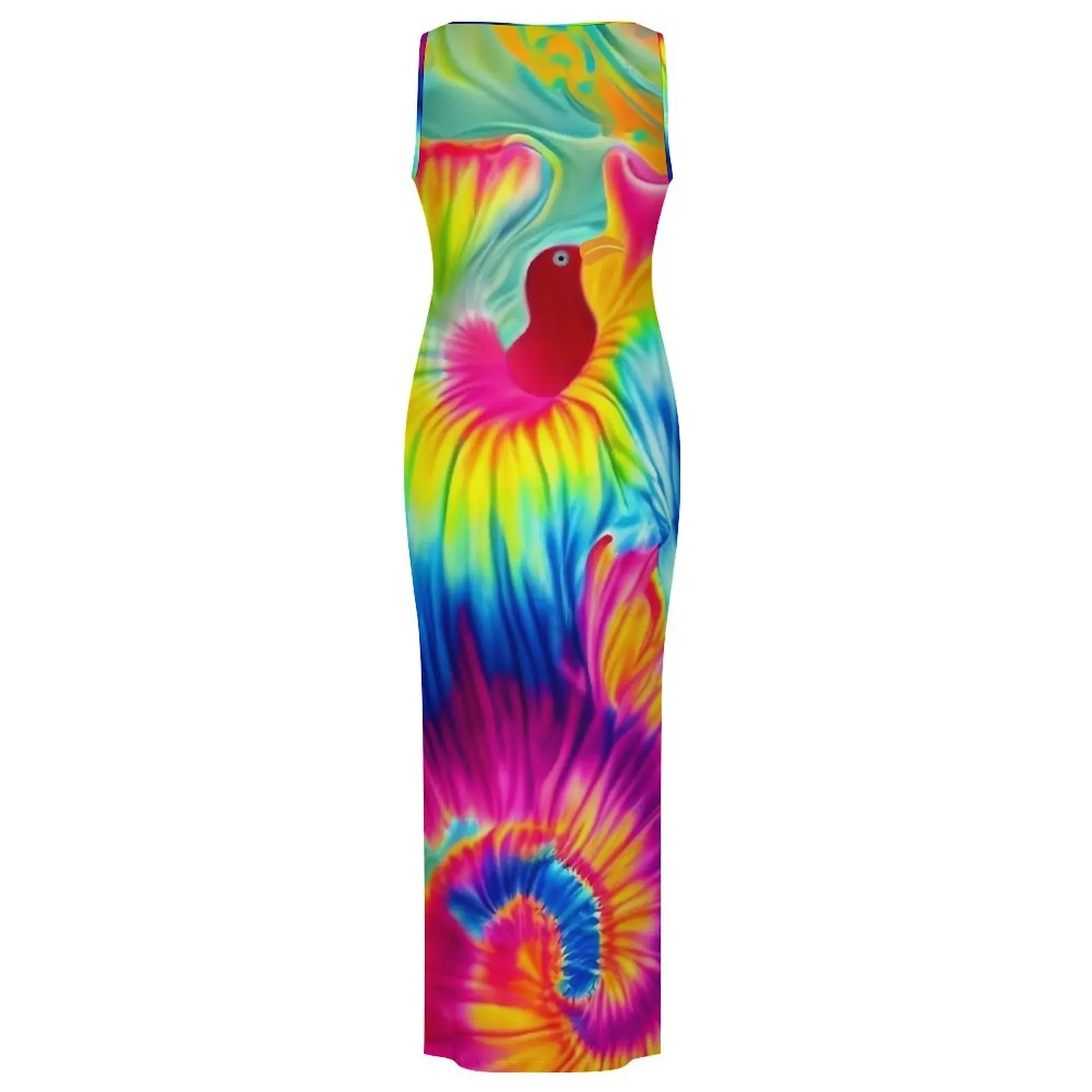 Donna Tie Dye con un abito twist Arcobaleno Street Fashion Abito aderente Vacanza senza maniche Abiti maxi eleganti Abiti oversize