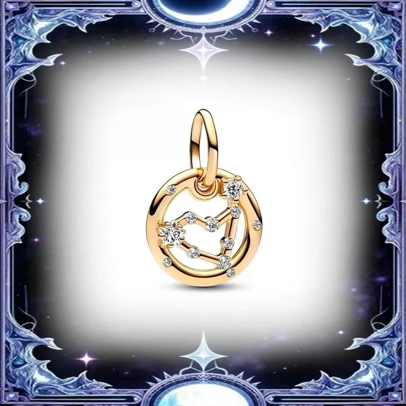 

Sparkling Golden Lucky 12 Zodiac Charms Gemini Taurus Aries Virgo Beads Fit Original Bracelet Necklace DIY Jewelry Gift