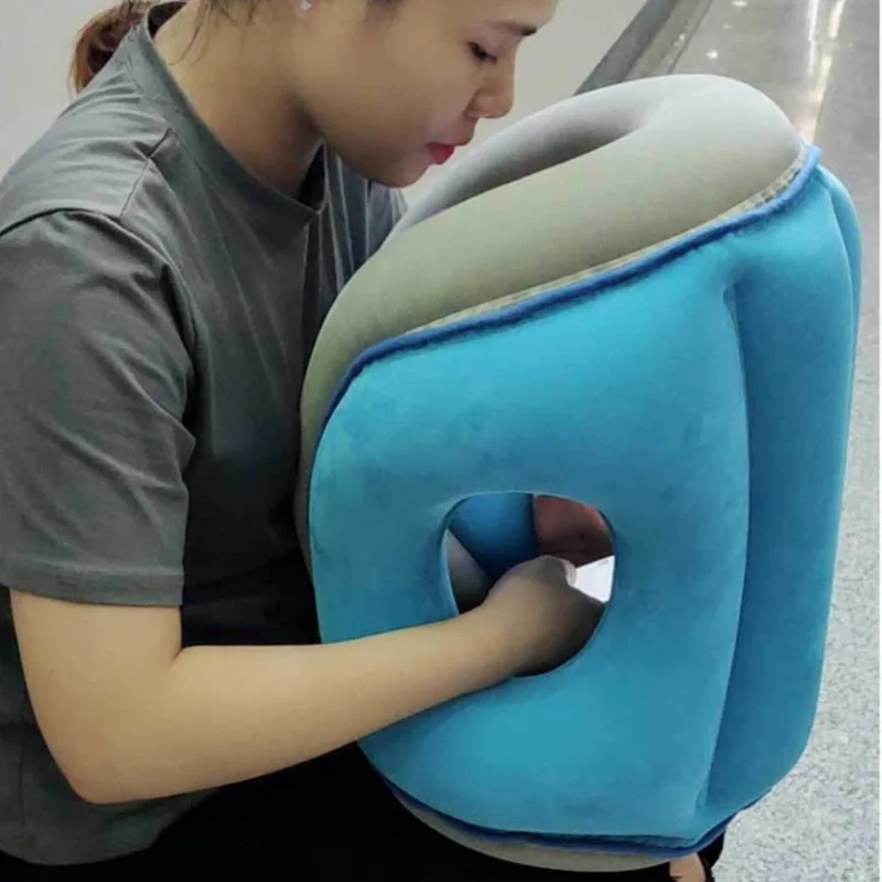 Upgraded Inflatable Air Cushion Travel Pillow Headrest Chin Support Cushions for Office Car Airplane Plane Rest Neck Nap Pillows