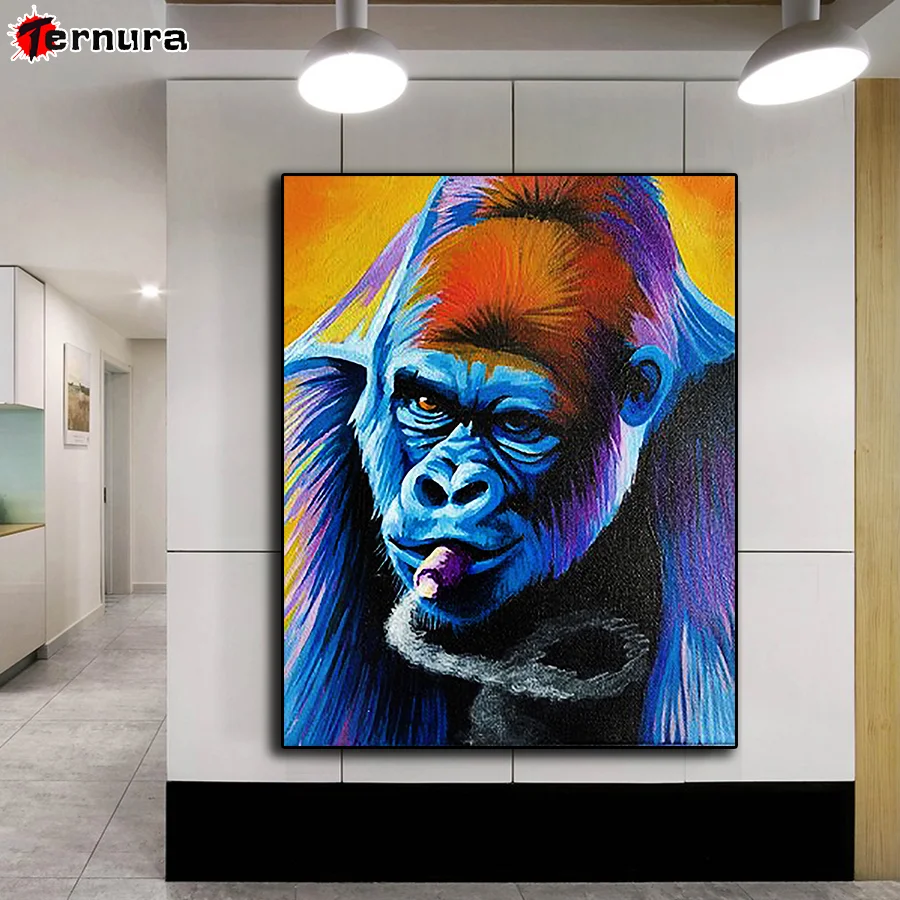 5D Cross stitch full drill diamond painting Smoking Orangutan DIY Diamond Painting Diamond Mosaic Gift Embroidery Home Decor