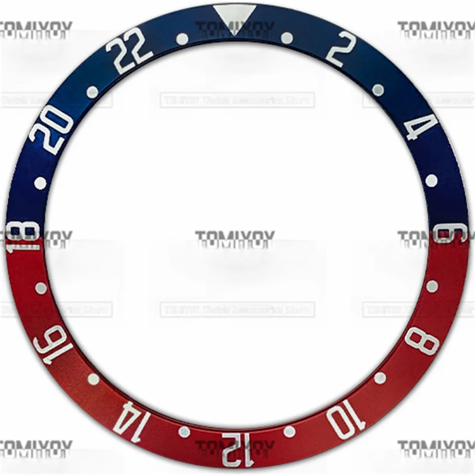 38MM×30.5MM black blue red Aluminium slanted bezel insert Fit for skx Rlx mechanical watches