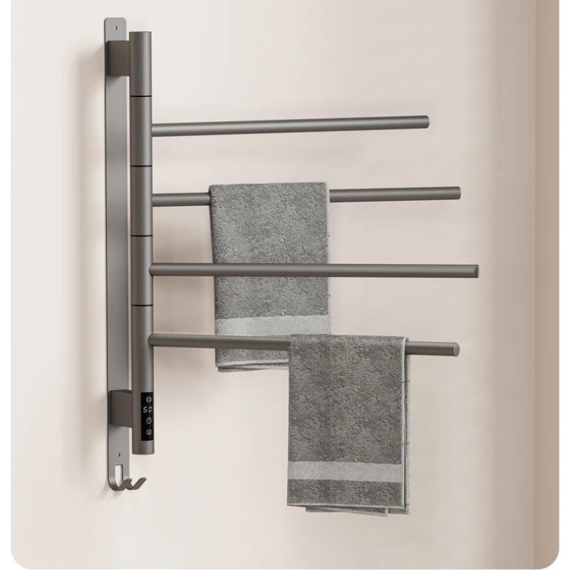 Small Electric Towel Rack Regular Heating and Drying No Punching Can Be Installed with Rotating Towel Bar Bathroom Accessories