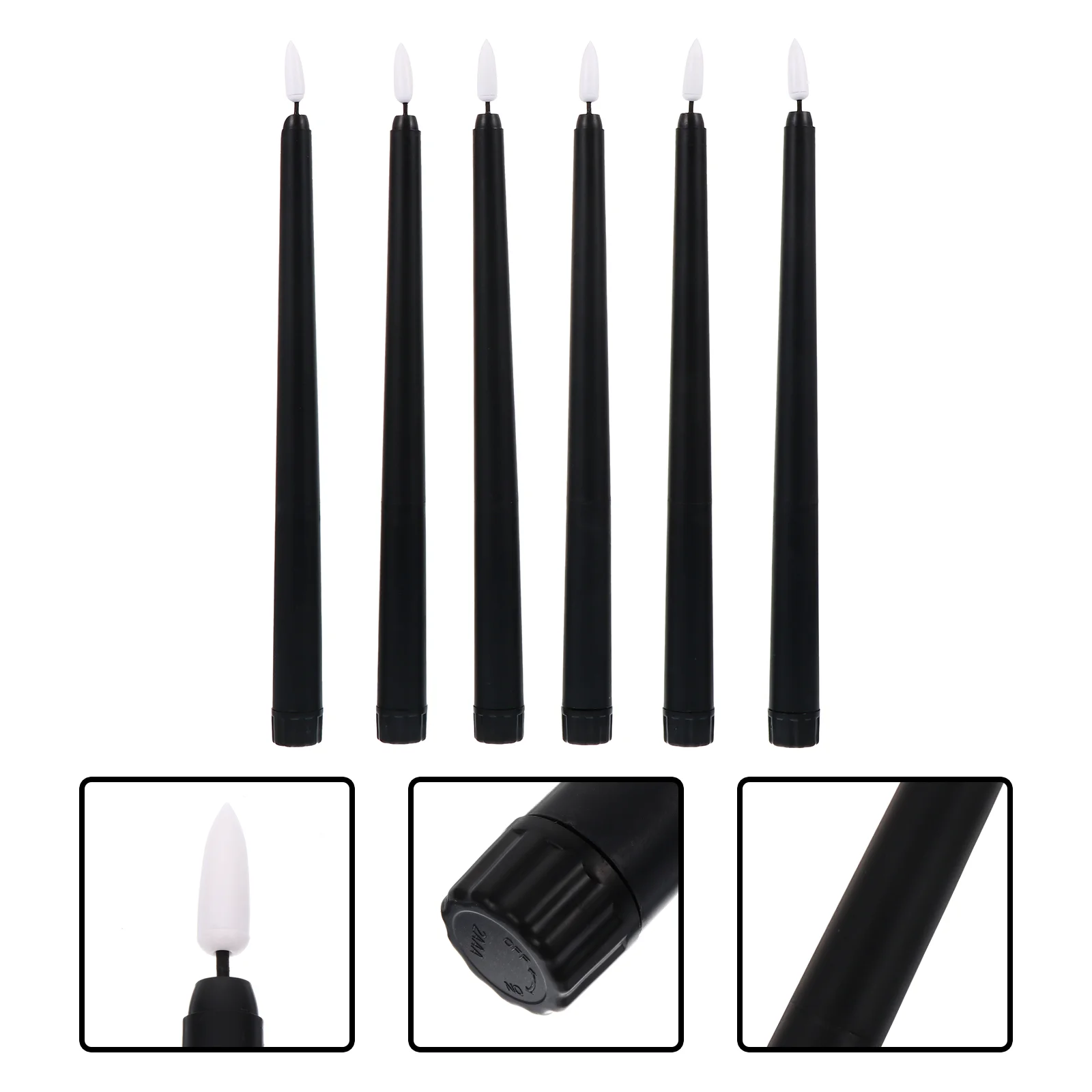 

6Pcs Black Flemeless Halloween Flameless Candles Flickering Moving Wick Flickering Warm White Taper Wick Dripping-Wax