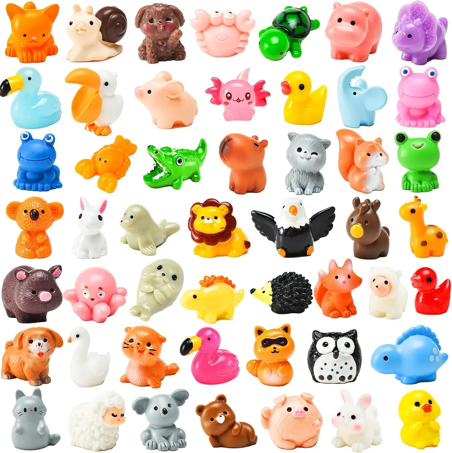 

50 Pcs Mini Resin Animal Figurines Bulk for Fairy Party Garden Decor Dollhouse Crafts