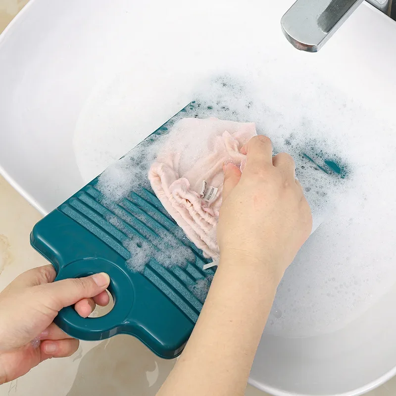 1pc Non-Slip Mini Durable Hand Wash Plastics Washboard Portable Laundry Board Trough Household Clothes Cleaning Tool