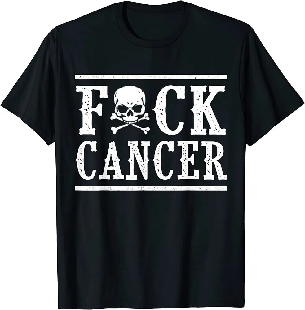 NEW! F Cancer Skull & Crossbones Skeleton Hate Cancer Gift T-Shirt  Tees High Quality 100%Cotton Short Sleeve