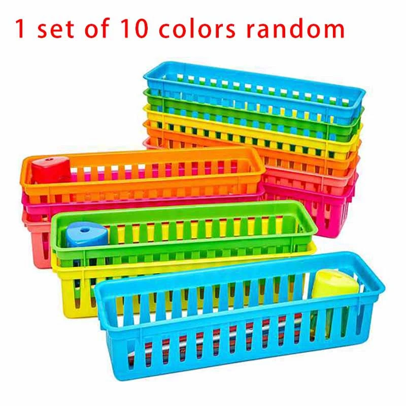 Classroom Pencil Organizer Pencil Basket or Crayon Basket, Variety Colors, Random Colors (10 Pack)