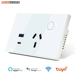 Shawader AU Wall Socket WIFI Tuya Smart Electrical Plug USB TYPE-C Outlet Power Touch Wireless Remote Contorl Alexa Google Home