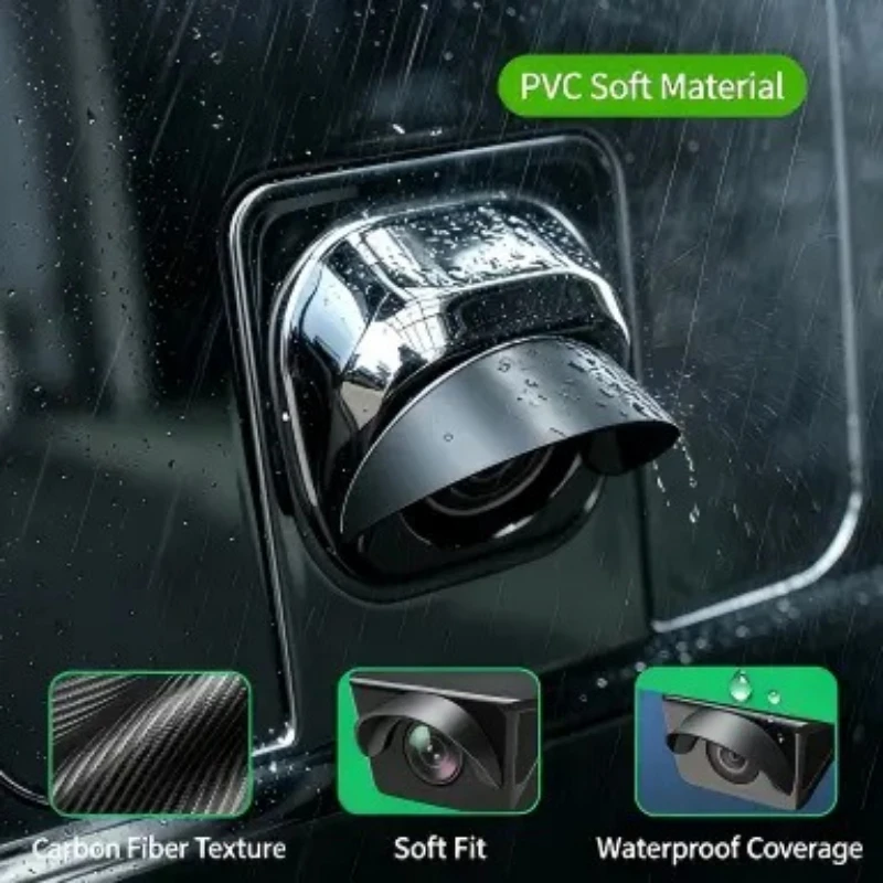 Car Camera Rain Shield, Soft PVC Sun Shade Cover, Waterproof Protector Hood for Reversing Backup Camera, Rain Proof Visor Accessory for Car Side & Rear Camera